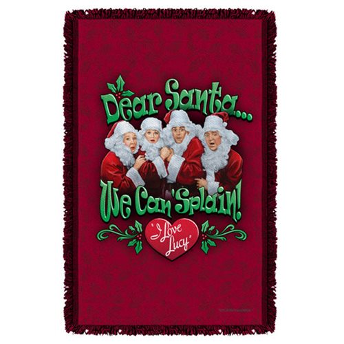 I Love Lucy Dear Santa Woven Tapestry Throw Blanket
